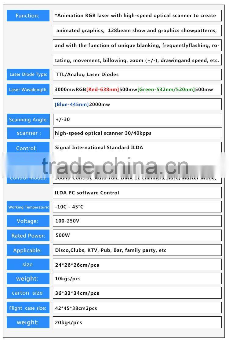 High power 3w RGB pink disco laser light for pub laser show