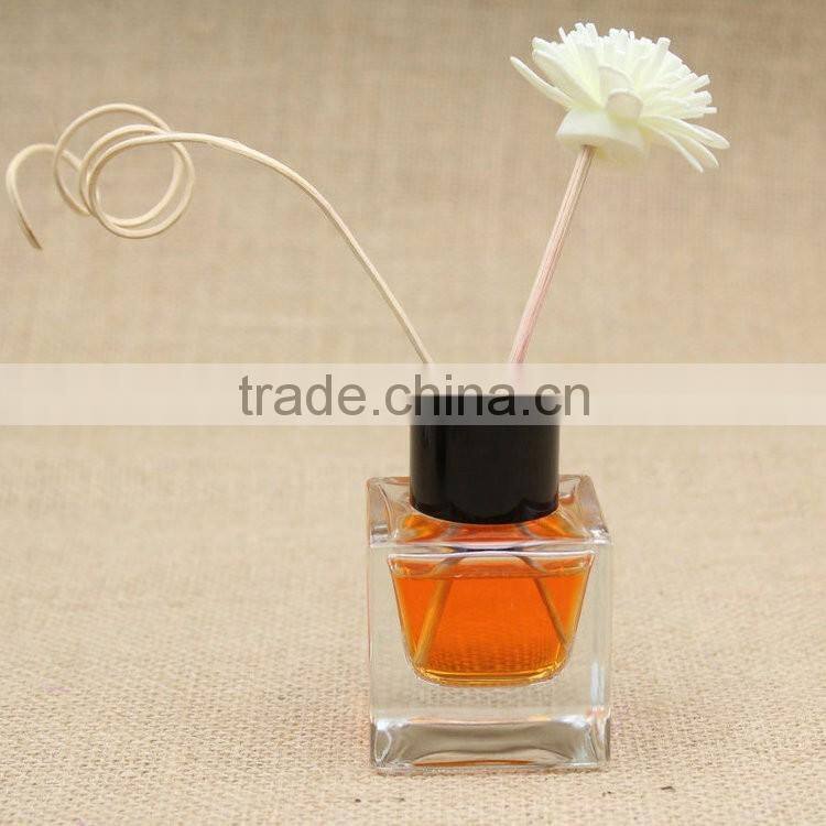 40ml mini square glass reed diffuser bottle with black screw cap wholesales