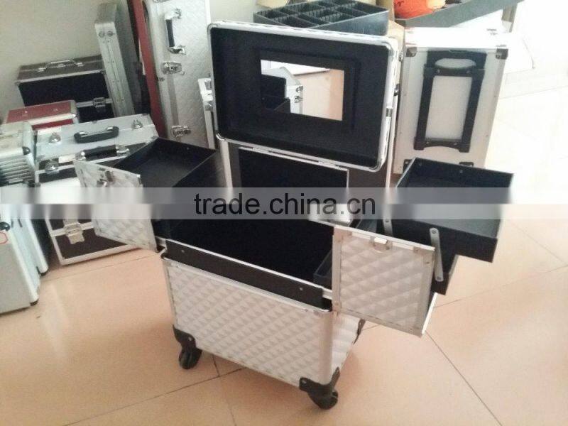 trolley vanity beauty box with 360 degree wheels