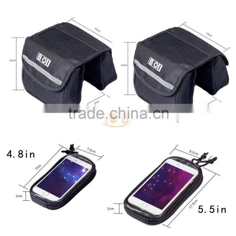 Outdoor Mountain Road Bike Bag Bicycle Front Tube Bag Cycling Phone Touch Screen Pouch Pannier Bike Bags Bicycle Accessories