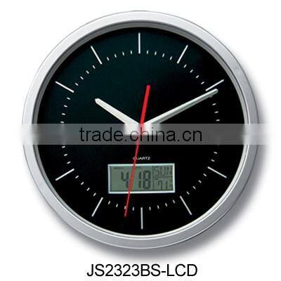 quality analog & digital dual indicator wall clock with calendar