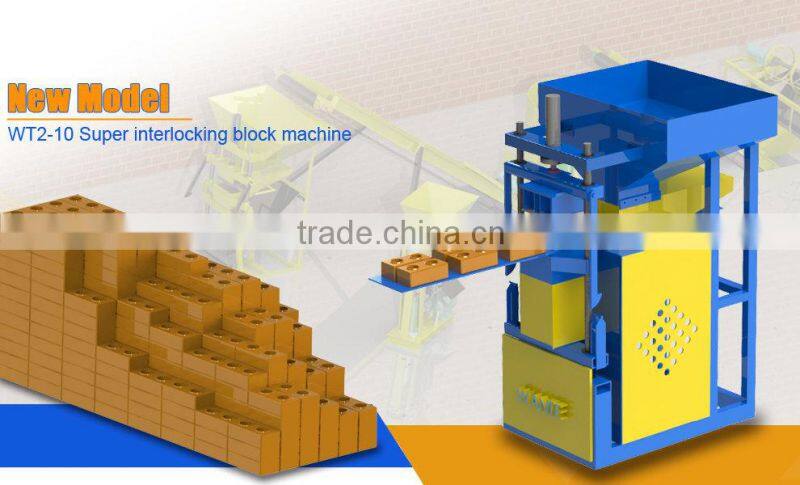WT2-10 fully automatic interlocking brick machine in africa