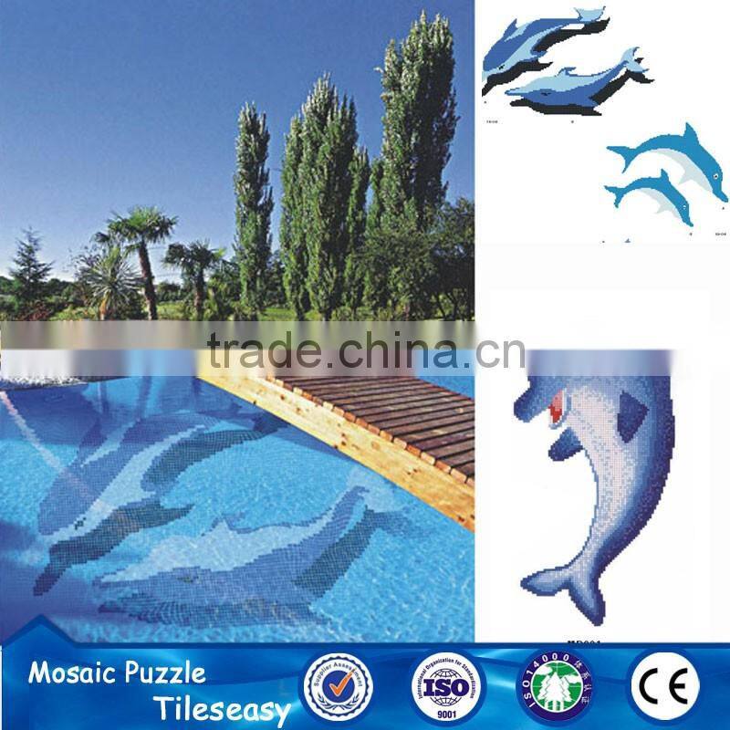 all kinds blue mosaic flower patterns for swimming pool decorative