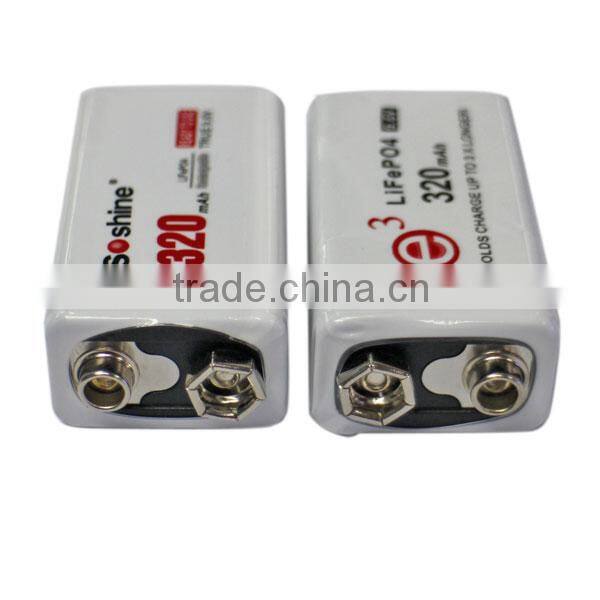 Soshine new coming 9.6V 320mAh high power 6F22 9V rechargeable battery