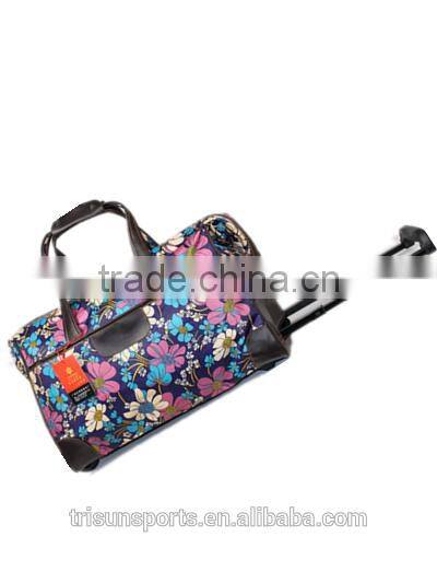 new style expandable colorful printing travel rolling duffel nice bag