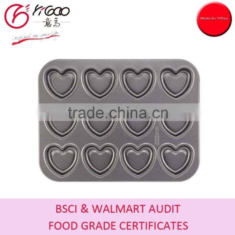 heart shaped cheesecake pan,12cup, gray,non stick, color box packaging