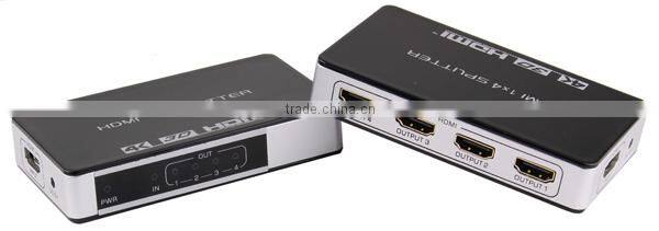 Full HD1080p HDMI splitter 1X4 Home Video split with power adapter Support 3D/4K*2K