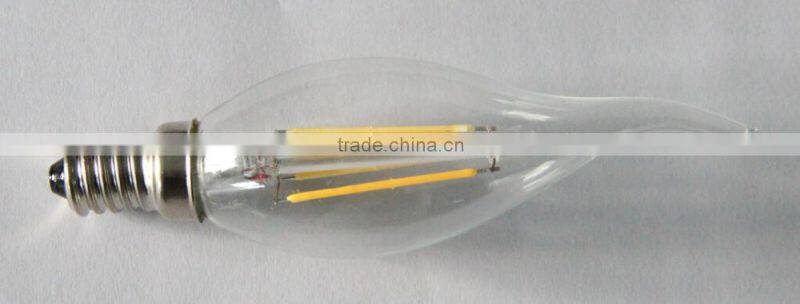 Full glass 400lm E14 4W led candle flame