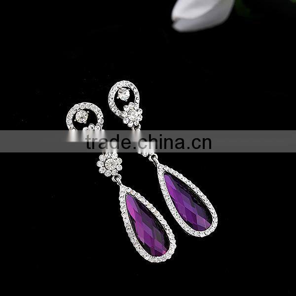 2016classics Drop different color Dimaond Earrings jewelry for yiwu manufactory supplier