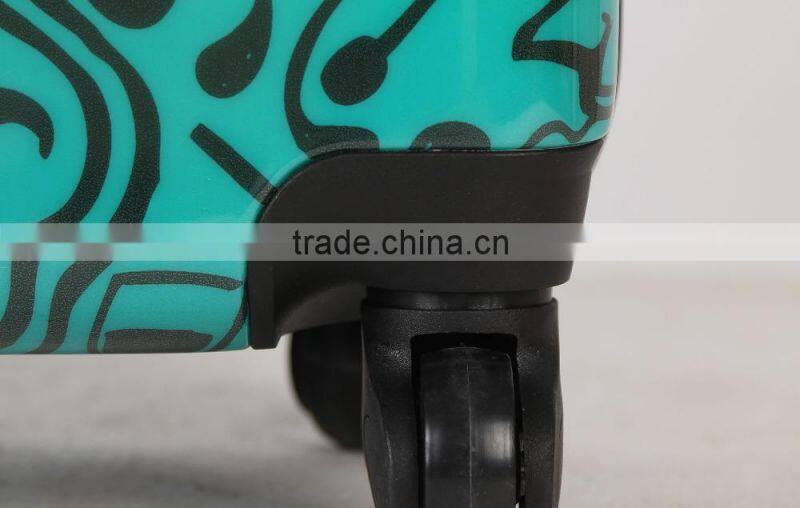 colorful printed trolley travel cabin abs suitcase