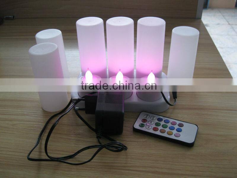 rechargeable Remote control set of 6 LED plastic tealights candles