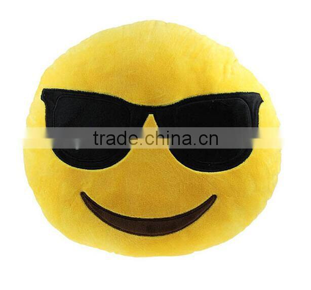 Soft Emoji Smiley Emoticon Yellow Round Cushion Pillow Stuffed Plush Toy Doll