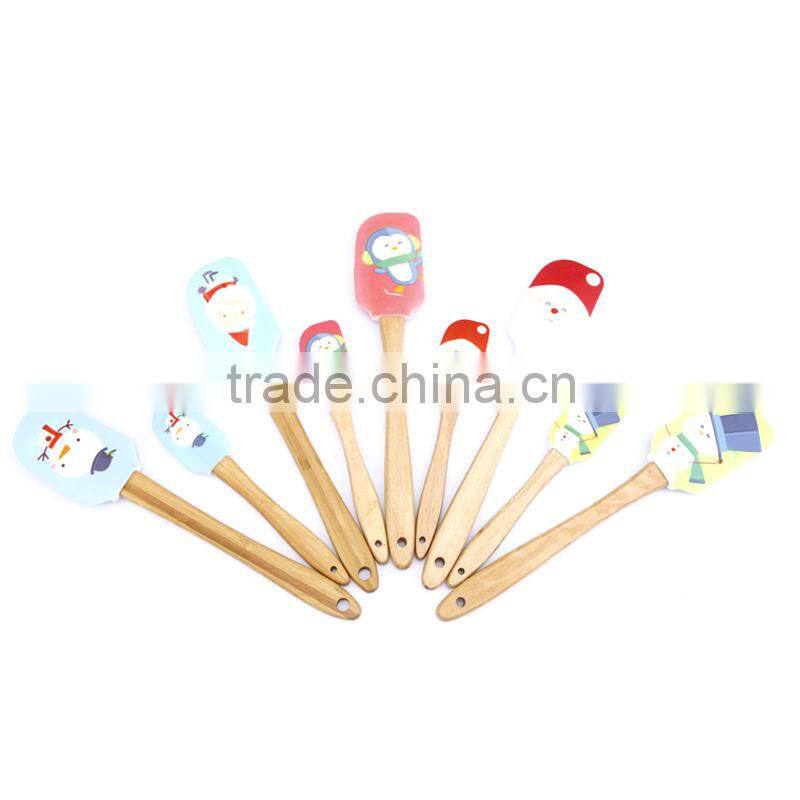 New product wood handle silicone spatula set