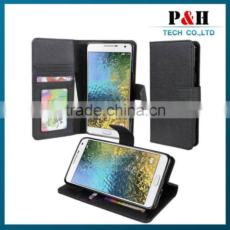 Cheaper Wallet Style Stand PU Leather Flip Case for Samsung Galaxy E7