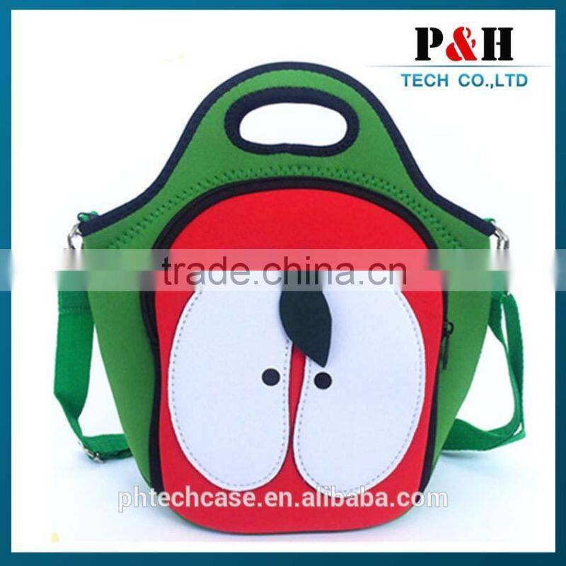 Custom Neoprene Insulated Zipper Kids Lunch Bag Tote