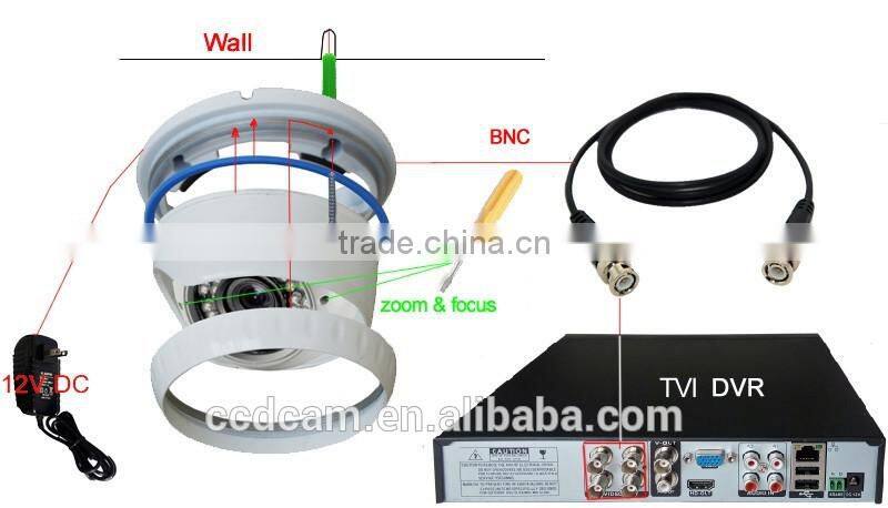 720P HD CCTV TVI Camera 2.8-12mm Varifocal Lens Zoom and Focus Digital Vandalproof Indoor IR Night Vision Secueity Camera System