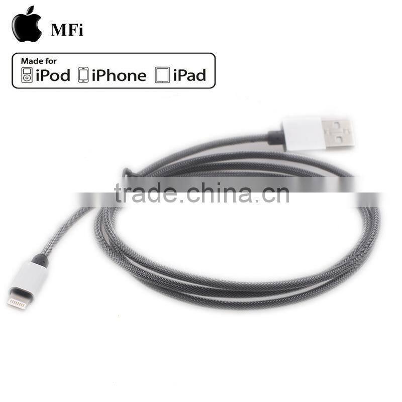 Aluminum casing nylon braided jacket MFi usb cord