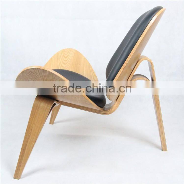 Royal Decor Furniture Plywood Lounge Shell Chair with Leather Cushion