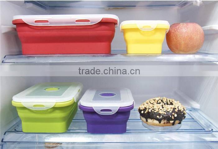 4 Pack (350ML , 540ML , 800ML , 1200ML)Fashionable & Stackable Food Storage Containers, silicone collapsible lunch box