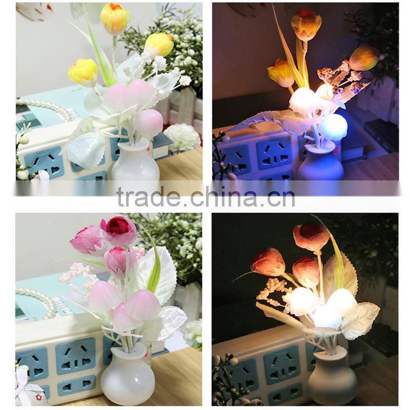 Sensor Night Light Flower LED Lamp EU/US Plug Romantic Colorful Home Decor