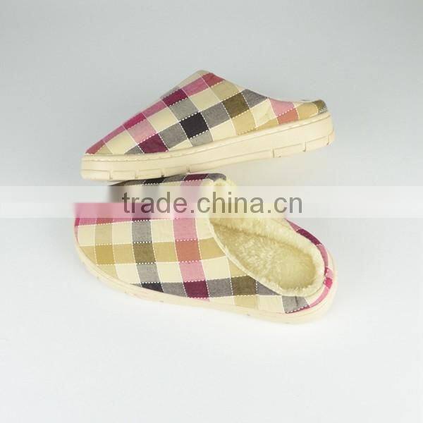 Premium quality colored cotton fleece women and men's indoor slippers