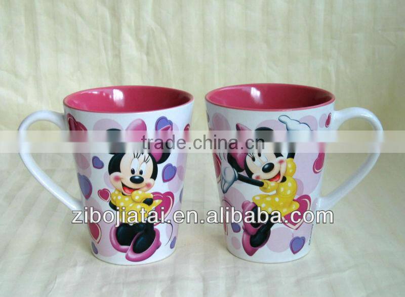Ceramic V Shape Mug With Fruit Decal Printing