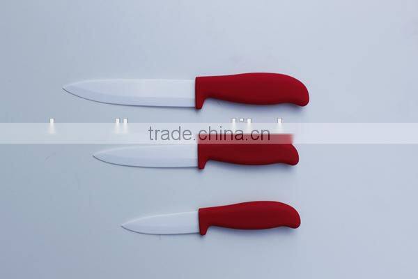 Colorful ABS handle Ceramic Blade Kitchen Knives set 3pcs in Acrylic Stand holder