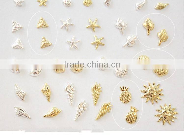 2016 new style sea series nail art 3d gold silver summer design nail art decoration:
