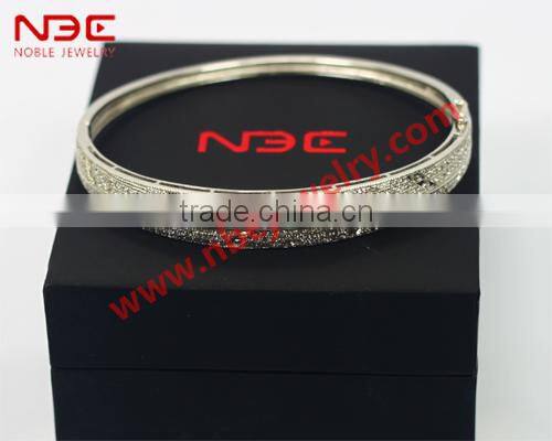 2015 wax mocro pave setting silver bangle,most popular silver bangle for girls and women