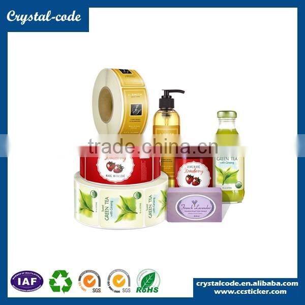 Paper roll custom printed permanent adhesive waterproof juice label