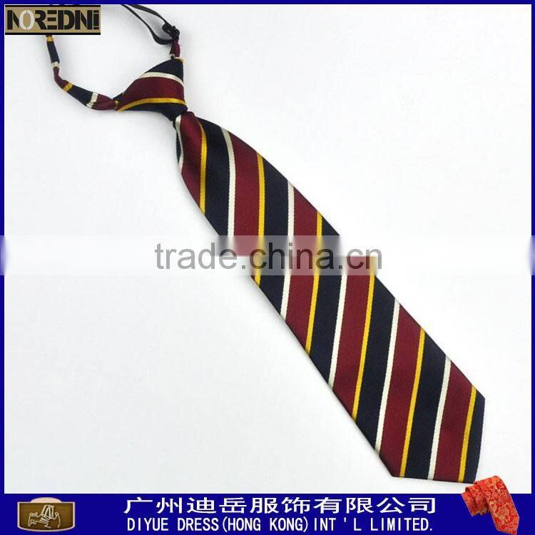 Custom 100%polyester elastic tie for school uniform neckties