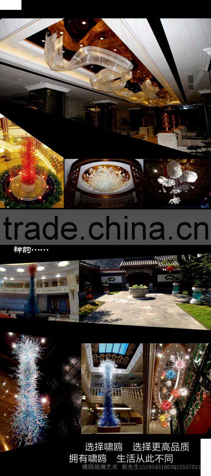 hand blown glass chandelier decoration XO-20150621 Modern glass art chandelier from famous Chinese glass artist Mr Ou LianHua