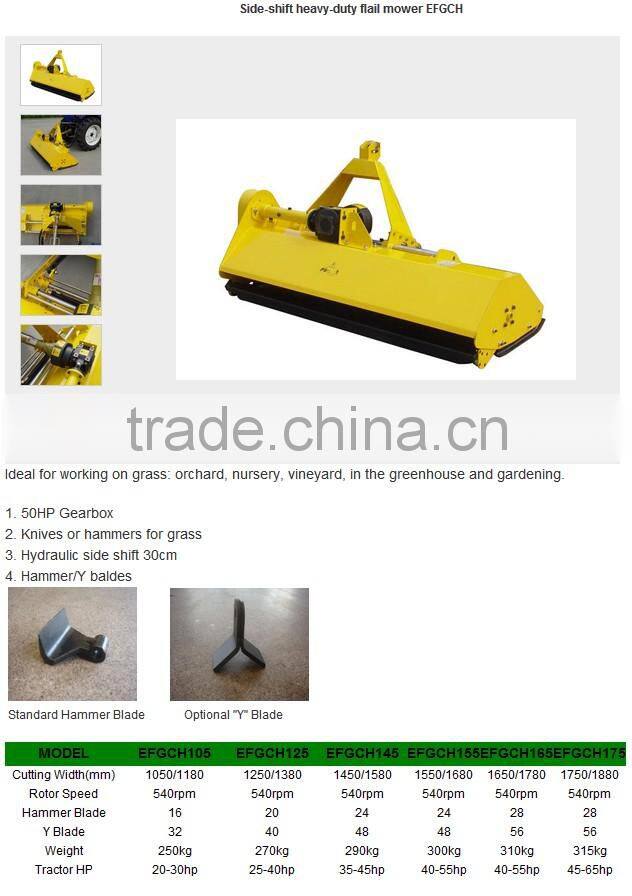 hydraulic side-shift flail mower hammer blade /tow behind flail mower with CE