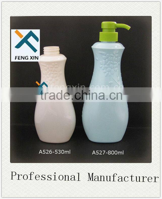 wholesale plastic shampoo bottles with handwork surface/pet shampoo bottle