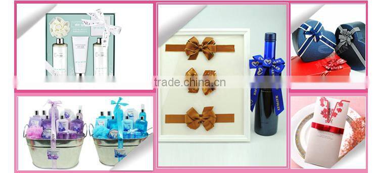 red polyester ribbon bow with loop for bottle decoration