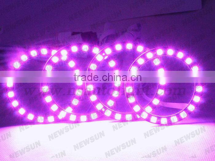 Upgrade of led and ccfl angel eyes, 7000K xenon bright 5050 SMD RGB led angel eyes 72mm diameter led ring light 16 colors change