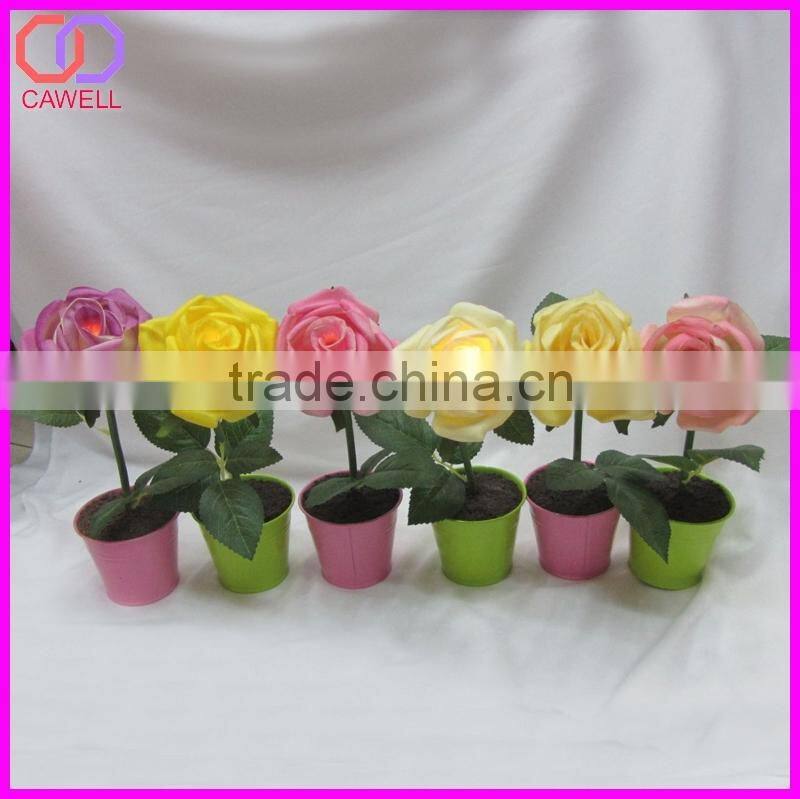 wholesale artifical rose led light flower pot
