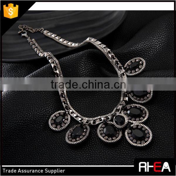 2015 Hot Selling Fashion Statement Necklace,Gun Metal Color