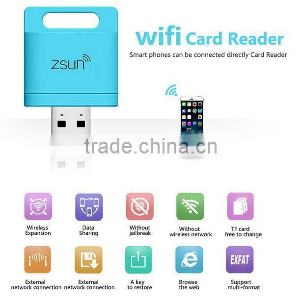 Zsun Wireless Wifi Card Reader Extended Phone Memory U Disk Mobile Storage USB Flash Drive For Android/IOS/Windows Phone