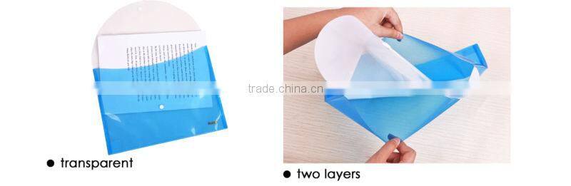 Two Pocket A4 Transparent Color Buckle File Pocket/Plastic Document Bag with Button