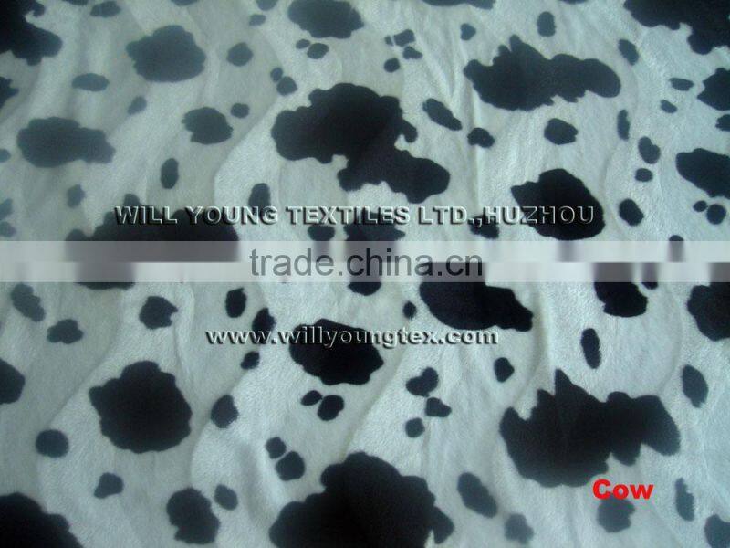 100% Polyester printed velboa fabric with animal design