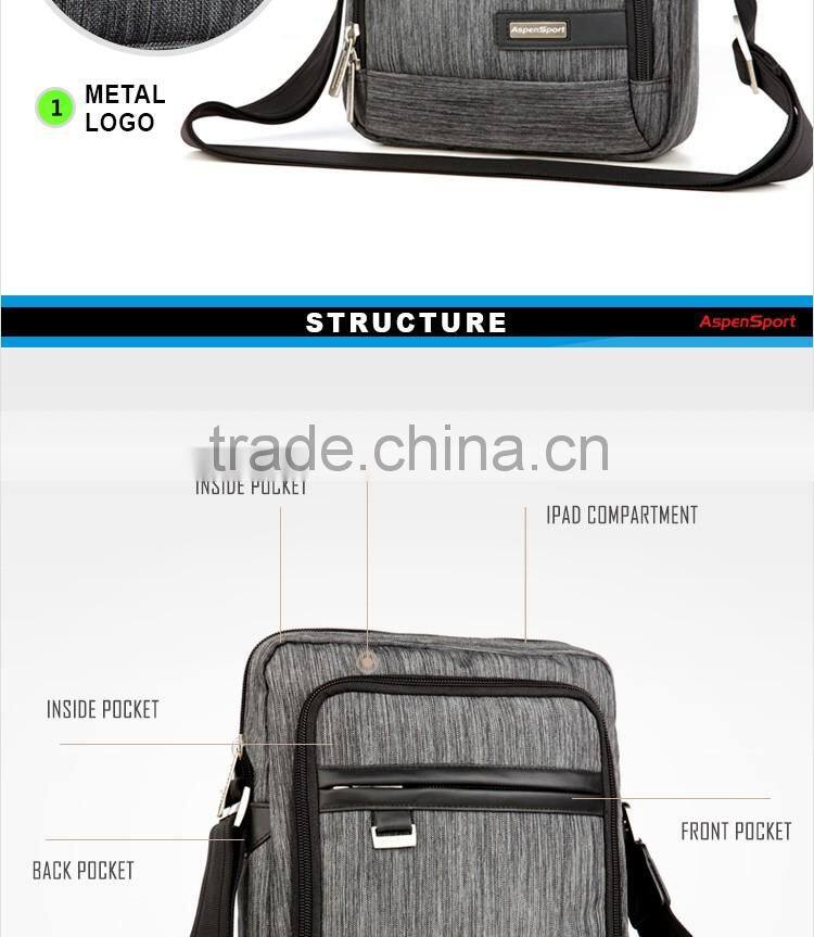 Fashionable 600D messenger bag for men with ipad compartment