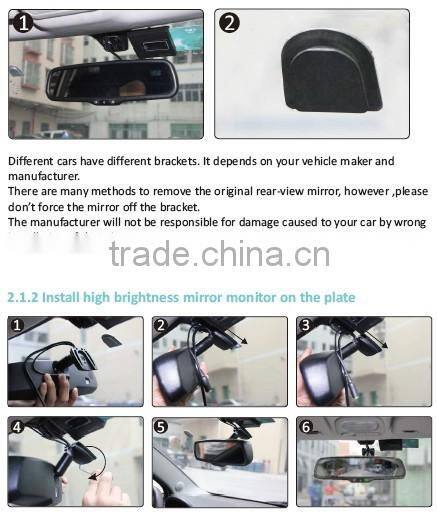 4.3 inch parking sensor mirror monitor with AUTO DIMMING & COMPASS & TEMPERATURE