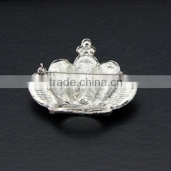 2015 fashion alloy vintage colorful rhinestone crown beautiful brooch