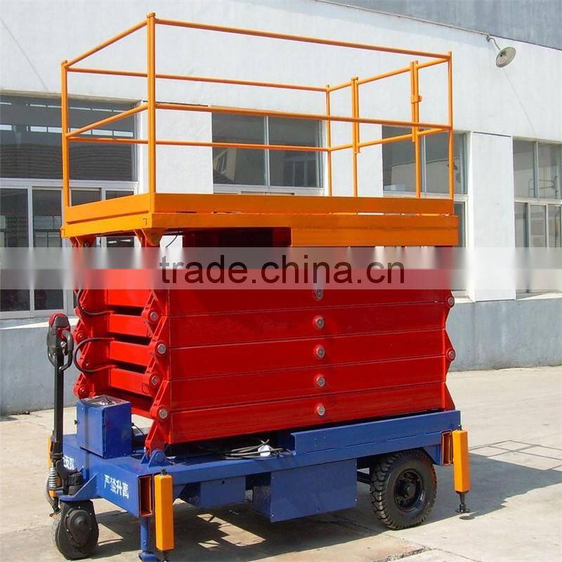 1000kg loading capacity self-propelled Compact four-wheel scissor lift table with CE