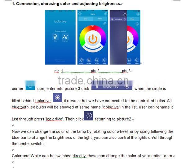 6W e27 wireless bluetooth led bulb, APP,ANDROID control