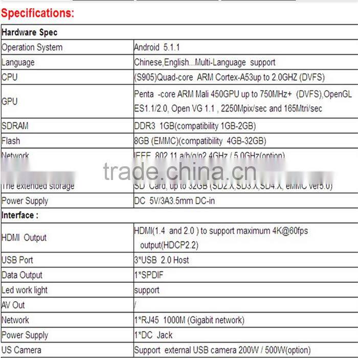 Newest S905 MX Plus Quad-core 1+8G TV Set-top Box Android 5.1.1 TV BOX Network Player Support DLNA WIFI OTA update online