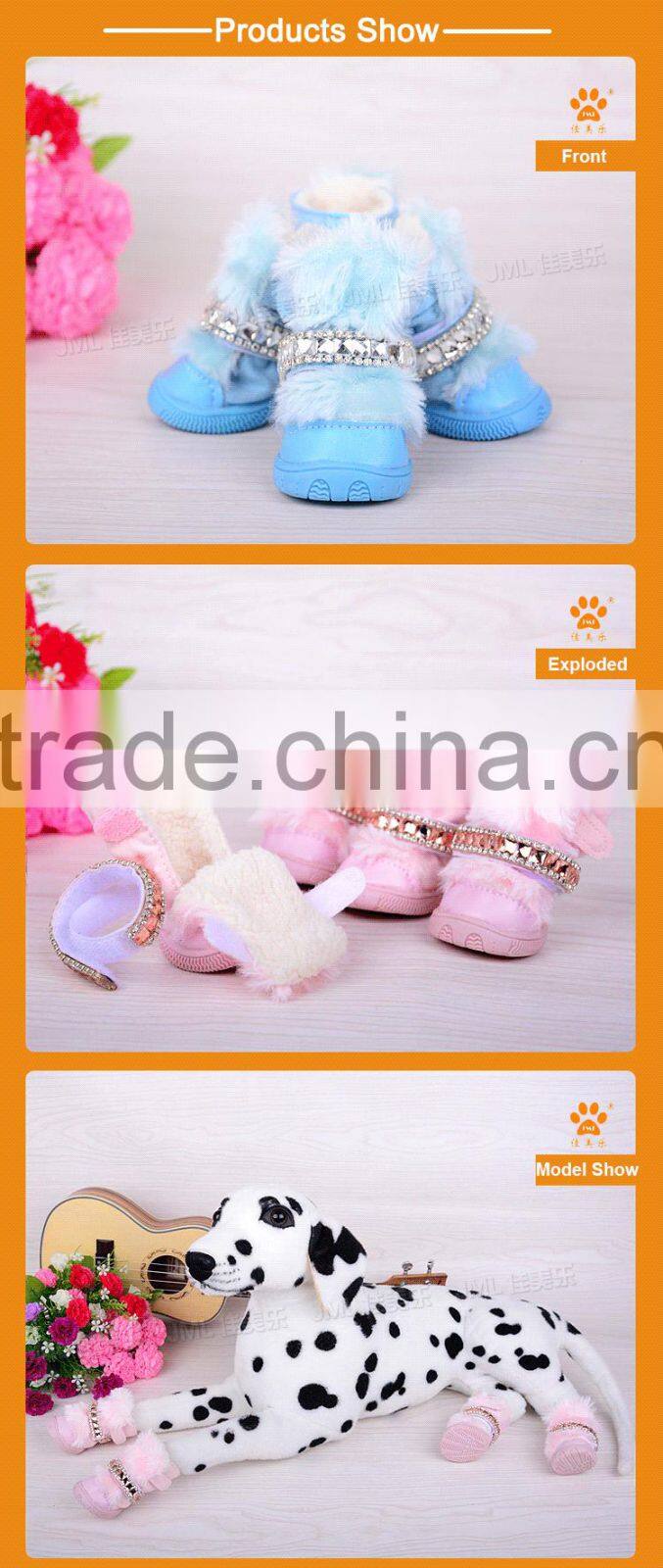 Pet shoes fabric winter rubber dog boots