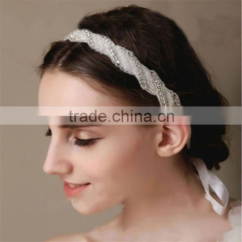 MYLOVE handmade beads headband with ribbon bridal hairbands MLH26