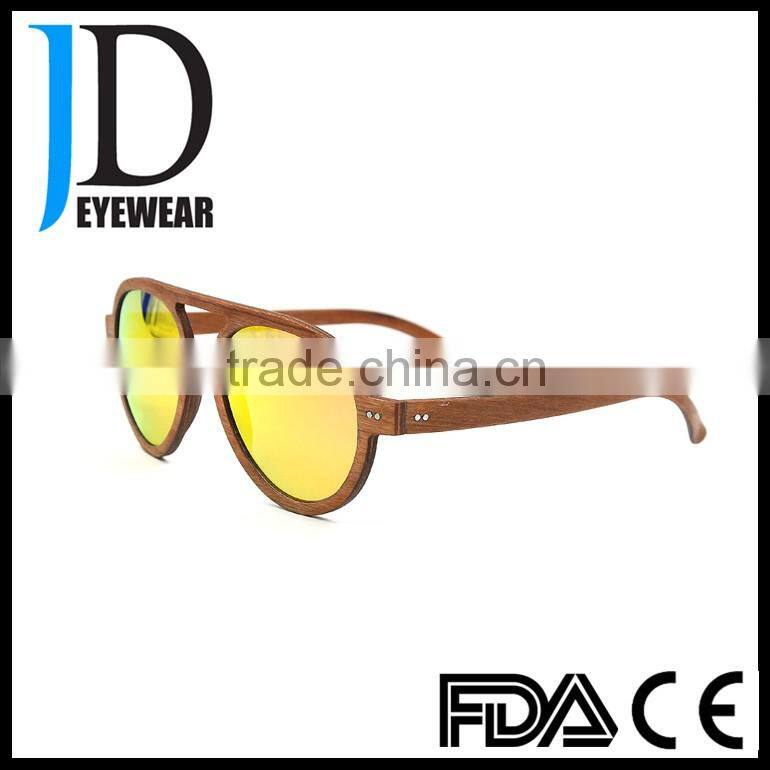 2016 new product gold mirror lens promotional wooden sunglasses china